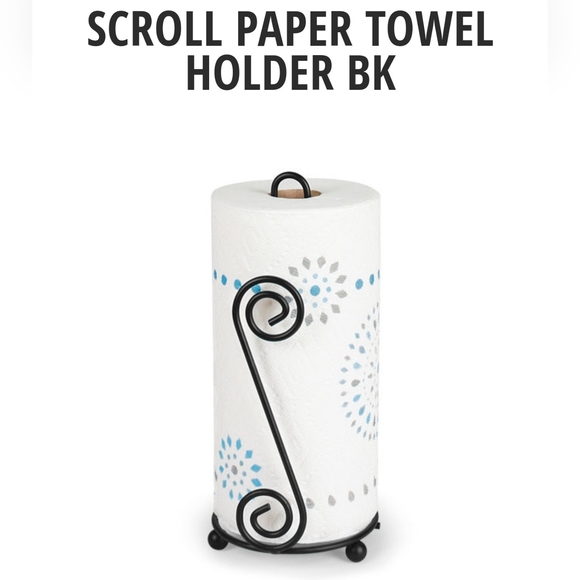 Scroll Paper Towel Holder Black metal 13" tall x 6.5 w - Picture 6 of 6